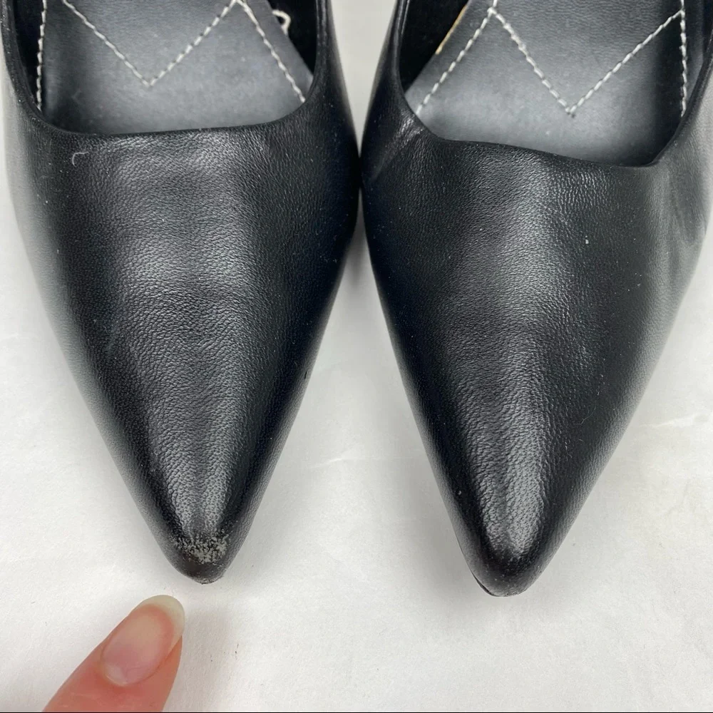 EUC-Charles David Black Leather Pointy Toed Pumps, Size 10 - Picture 2 of 12